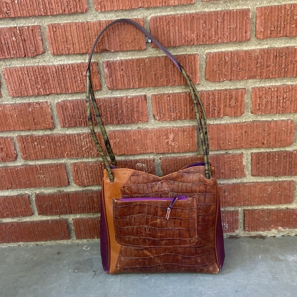 Rare James Culver Leather Croc Embossed Shoulder Bag - Picture 3 of 14